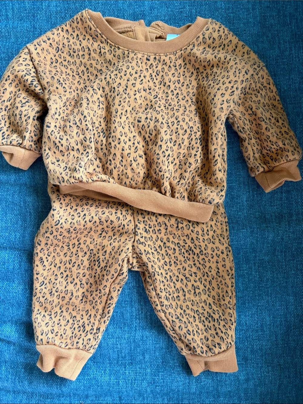 3-6m Leopard Print Two-Piece Set - Camel